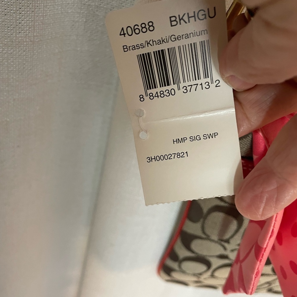 NWT Coach Khaki/Geranium Hamptons‎ Signature Swingpack Crossbody 2007 - Picture 5 of 16